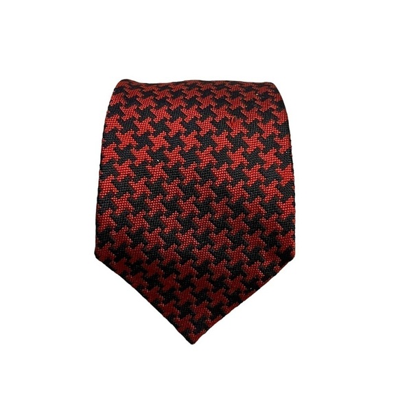 KILGOUR, FRENCH, & STANBURY Men's Neck Tie Printed Red Black England Silk - Picture 2 of 8